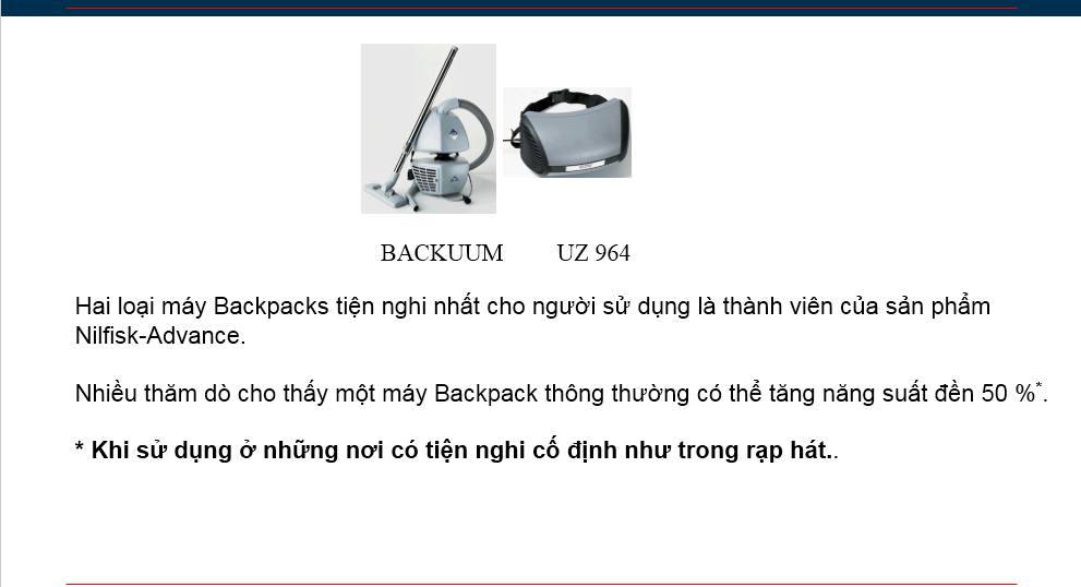 Dòng máy dùng cho những nơi cố định như rạp hát, rạp chiếu phim: (Backpacks)